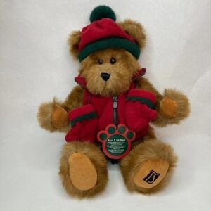 VINTAGE 2000 Russ T McBear 18" Jointed Plush Bear Vest Hat Mittens Trade Secret